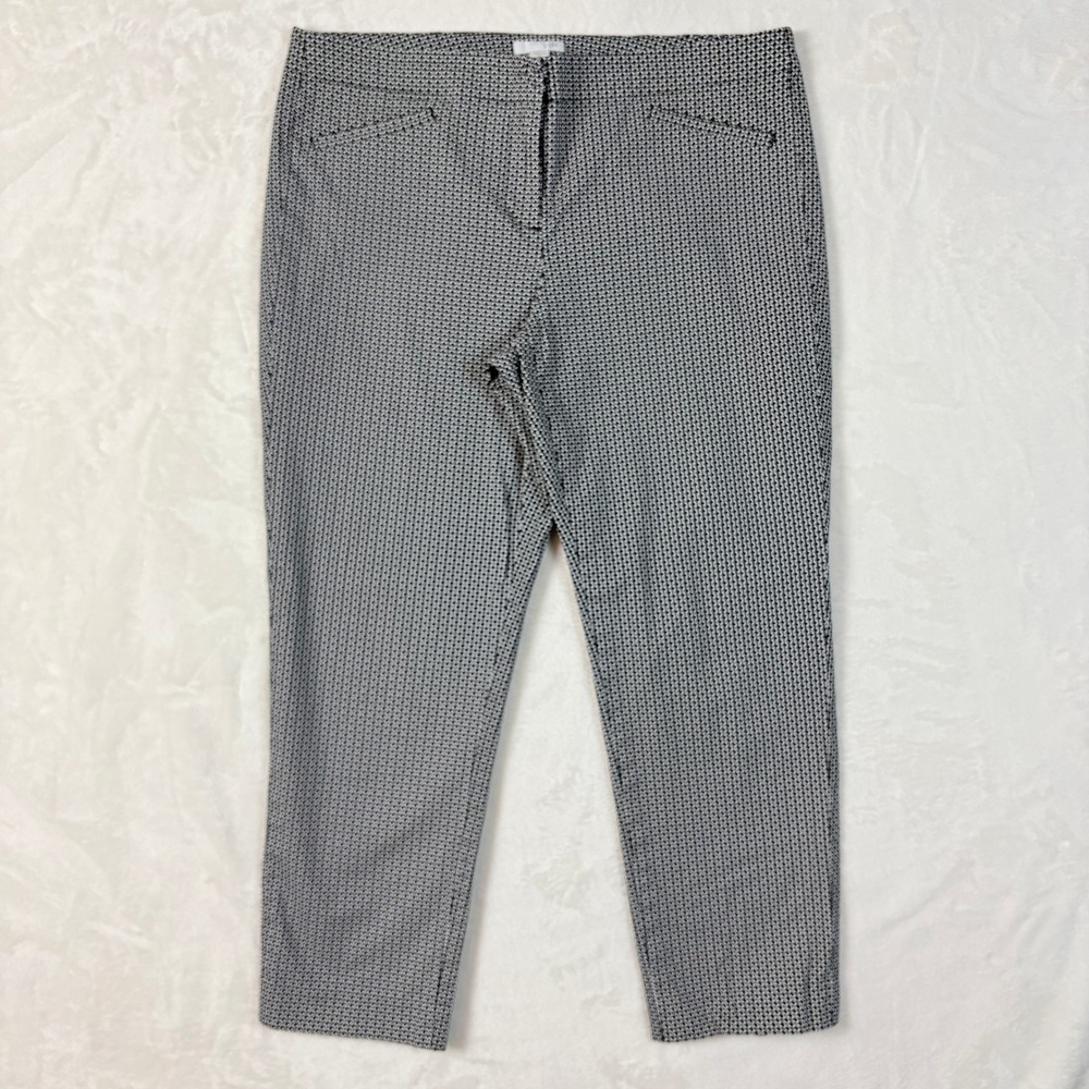 J. Jill Ankle Pants Women 10 Petite Black White Geometric Excellent‎ Stretch